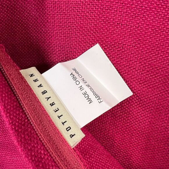 Pottery Barn 20x20 Magenta Pink Linen Pillow Cover with Jute Braided 3 Available - Picture 4 of 6